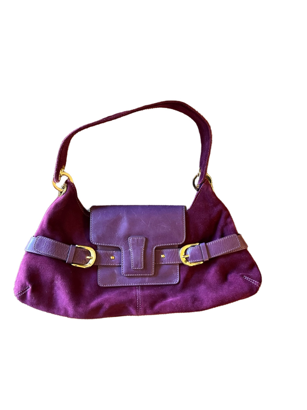 Vintage Banana Republic Plum Suede Leather Hobo Shoulder Bag Y2K